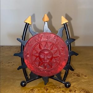Red and Black Sunstar Tea Candle Holder